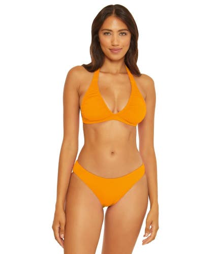 BECCA by Rebecca Virtue Santorini Shirred Amari Top Women's Large Orange GBO3444
