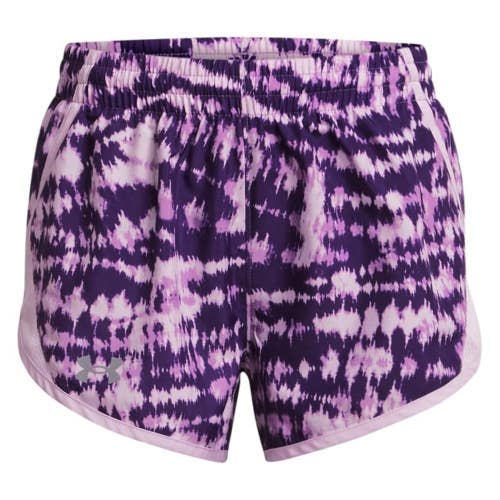 Under Armour Fly By Shorts Girls Large Provence Purple Tie Dye Athletic GBO3454