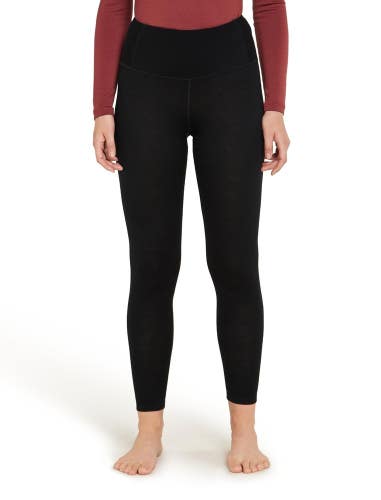 Icebreaker Tech Base Layer Leggings Women Medium Black Merino Wool Ankle GBO3489