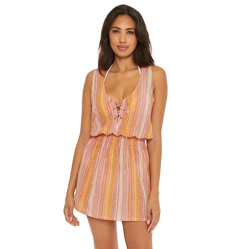 BECCA by Rebecca Virtue Bella Cover Up Women's L Multi Plunge Swimwear GBO3450