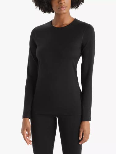 Icebreaker 200 Oasis Base Layer Top Women's M Black Merino Long Sleeve GBO3469