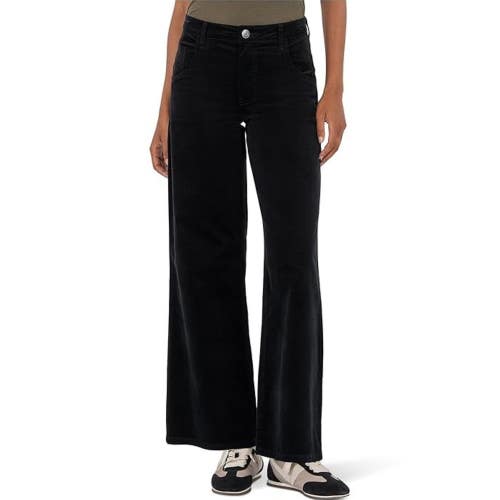 KUT from the Kloth Jeans Women 16 Black Denim Cotton High Rise Flare Leg GBO3491