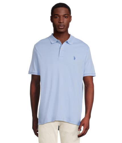 U.S. Polo ASSN. Solid Interlock Polo Shirt Men XL Blue Short Sleeve Golf GBO3500