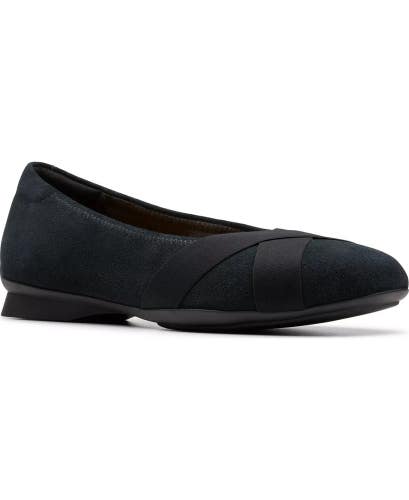 Clarks Jazmynn Gem Flats Women's US 8.5 M Black Suede Round Toe Slip On MEW2412