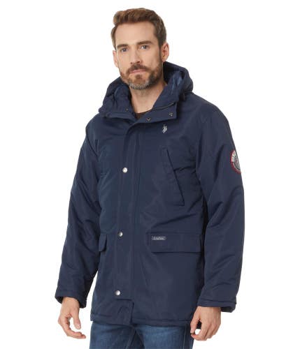 U.S. Polo Assn. Snorkel Parka Jacket Men's Medium Navy Hooded Full Zip FROG692