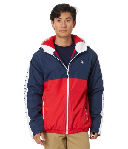 U.S. Polo Assn. Windbreaker Jacket Men's S Multi Colorblock Fleece Lined FROG769