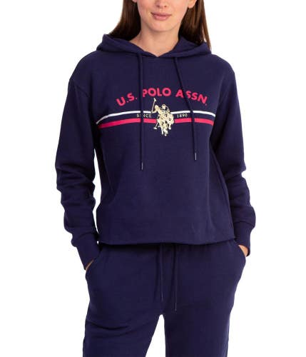 U.S. Polo Assn. Hoodie Womens 3XL Navy Blue Logo Graphic Fleece Pullover FROG733