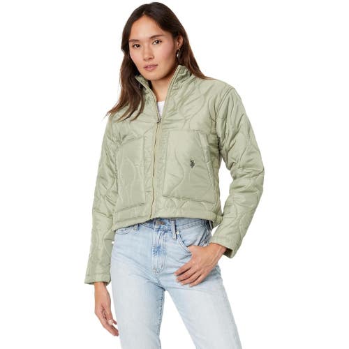 U.S. Polo Assn. Crop Jacket Womens XL Onion Quilted Long Sleeve Full Zip FROG747