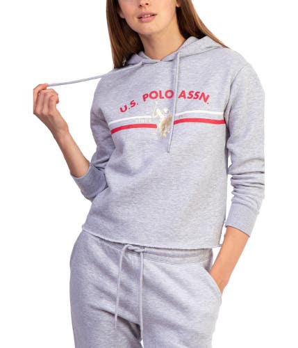 U.S. Polo Assn. Hoodie Women's 2XL Heather Gray Logo Graphic Pullover FROG730
