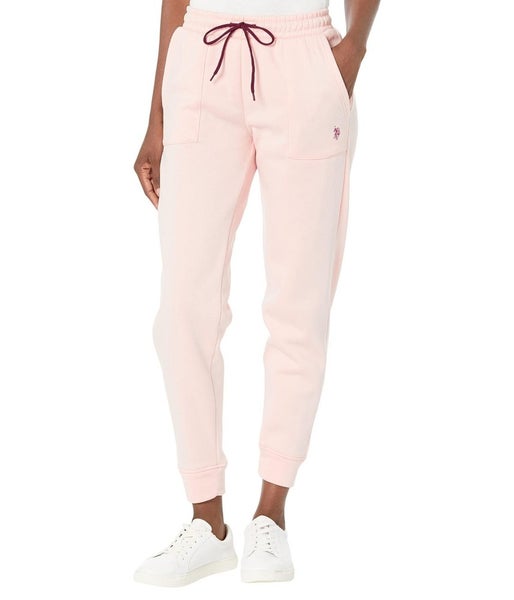 U.S. Polo Assn. Jogger Pants Womens XL Nude Pink Drawstring Patch Pocket FROG725