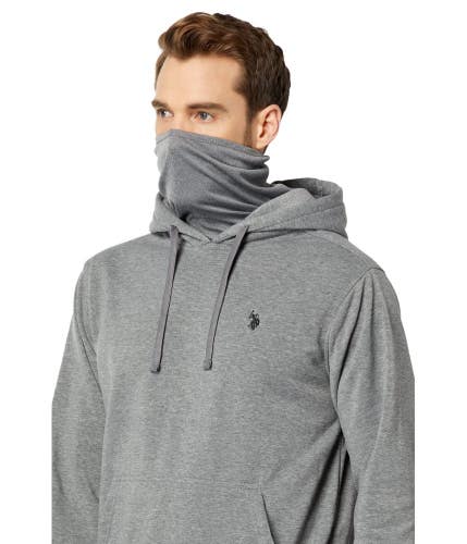 U.S. Polo Assn. Popover Mask Hoodie Men's M Heather Gray Kangaroo Pocket FROG785
