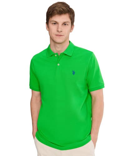 U.S. Polo Assn. Polo Shirt Men's Green Lawn Pique Collared Performance JAX2162
