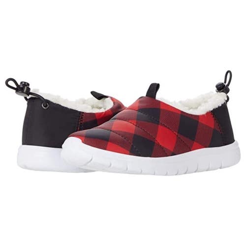 Tundra Lites Sneaker Kids 4 Red White Plaid Slip On Comfort Casual Shoes RHS9497