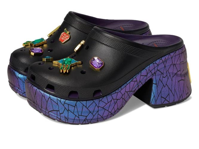 Crocs Snow White Siren 209827-001 Clog Unisex M7/W9 Black Platform Shoes RHS9452
