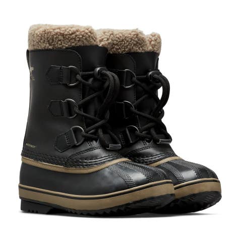 Sorel Yoot PAC TP Snow Boots Kids 2 Black Leather Round Toe Waterproof ZOGG3753