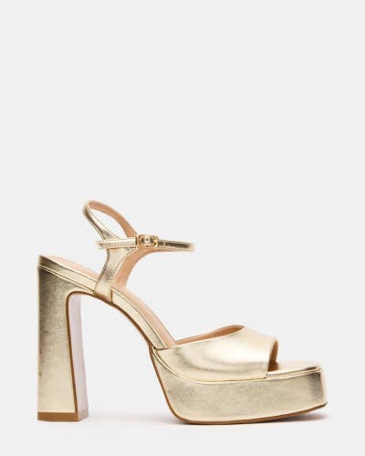 Steve Madden Liandra Sandals Women's US 6.5 M Gold Adjustable Strap ZOGG3748