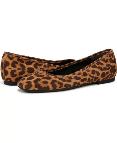 Vionic Orinda Ballet Flat Women 9.5 M Brown Leopard Print Suede Slip On ZOGG3858