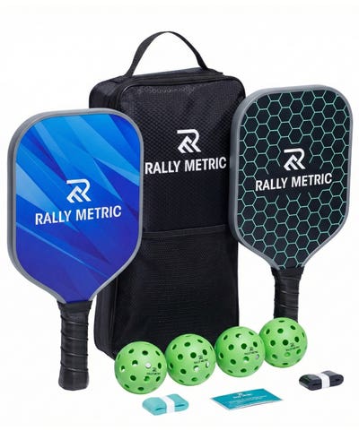 Pickleball Paddle Set of 2,  Complete Set with 4 Balls, 2 Overgrips and Carry Bag