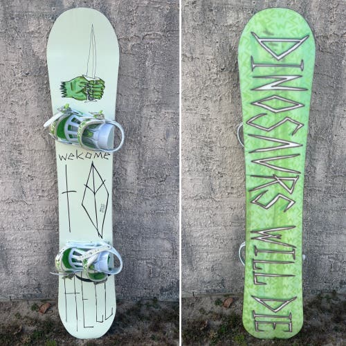 151cm Dinosaurs Will Die (DWD) Genoyese Snowboard With Rossignol Battle Bindings