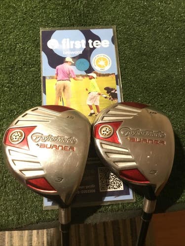 Taylormade 2007 Burner Woods Set (3W & 5W) Seniors REAX 50g Graphite Shafts