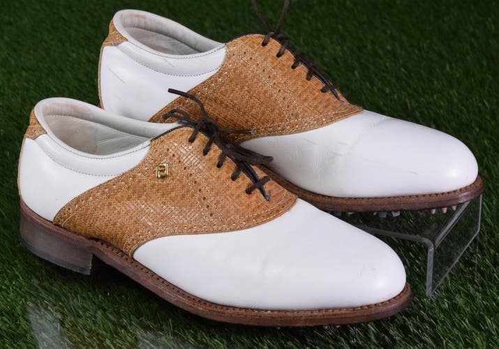 FOOTJOY CLASSICS LADIES WOMEN'S 7.5B WHITE TAN SADDLE GOLF SHOES 90332 USA