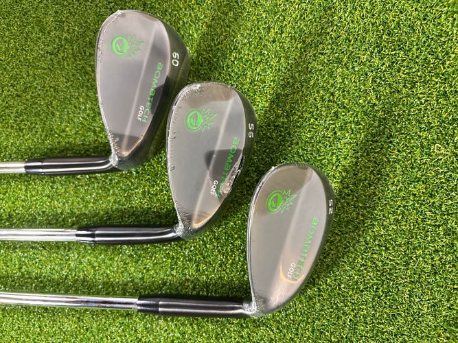 NEW BombTech Golf Wedge Set 52° 56° 60° Black Steel RH Gap Sand Lob Wedges
