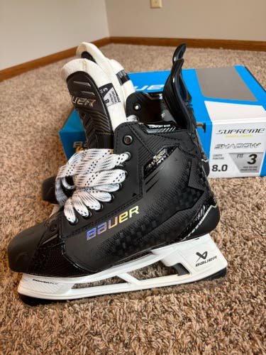 Bauer Supreme Shadow SR Hockey Skates 8.0 Fit 3 (New with Flaws) Black