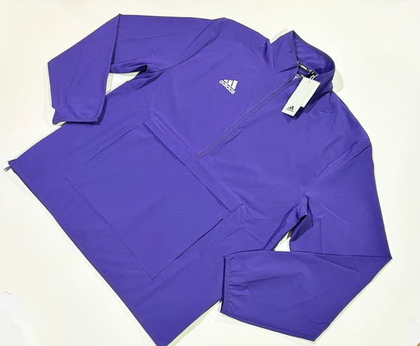 Purple Men's Medium Adidas Jacket (New) Adidas Men's Coach Long Sleeve 1/2 Zip Woven Jacket IW2423