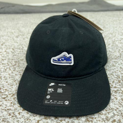 Nike Hat Cap Strap Back Medium Black Blue Sneaker Patch Embroidered Mens Sport