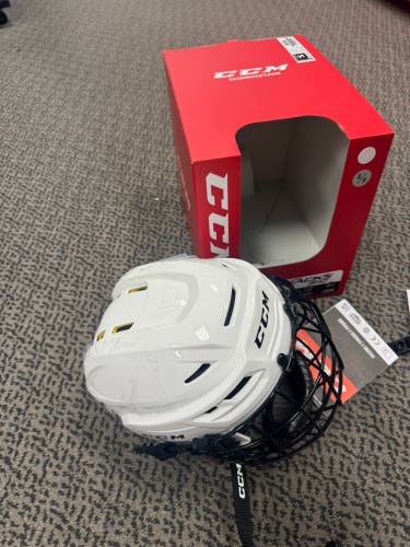 Small White CCM Tacks 310 Helmet (New) Combo