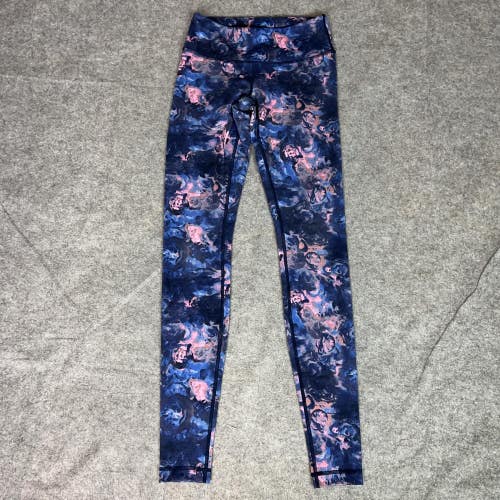 Lululemon Pants Womens 4 Blue Pink Floral Leggings High Rise Wunder Under Gym