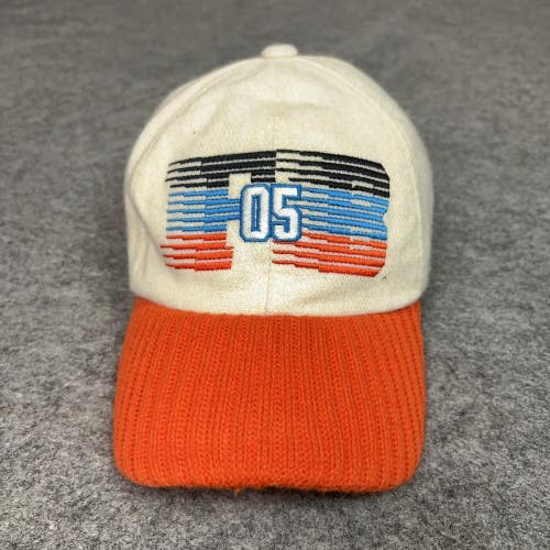 Fubu Hat Cap Strap Back White Orange Embroidered Logo Wool Blend Mens Y2K Sport