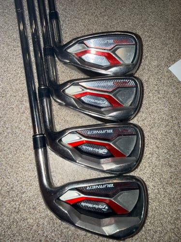 Men's 2015 TaylorMade Aeroburner HL Right Handed Iron Set Stiff Flex (4 Clubs) #5 - #8 (Used)