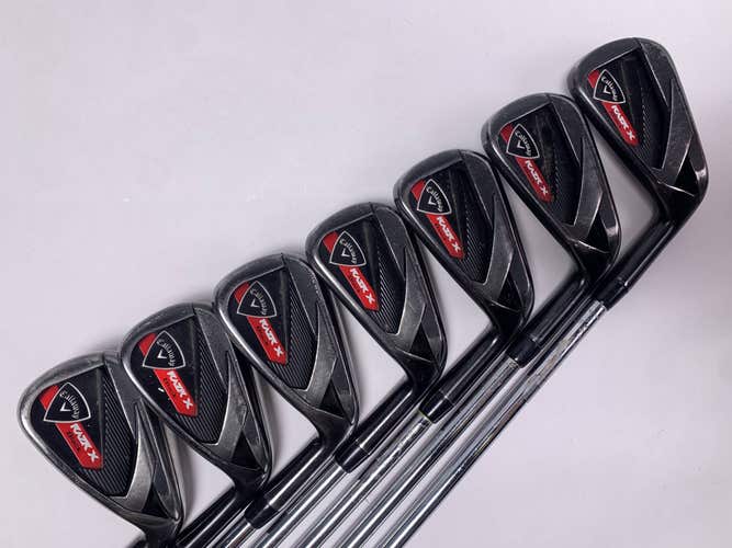 Callaway Razr X Black Iron Set 4-PW KBS Tour Stiff Steel Mens 2* Flat  RH