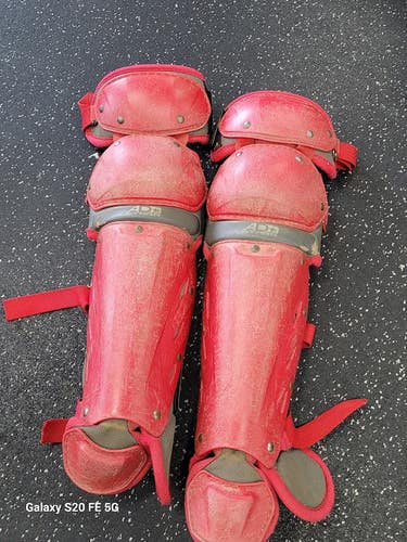 Used AD STAR YOUTH SHIN GUARDS Catchers Leg Guards Red Intermed 11849-S000044103