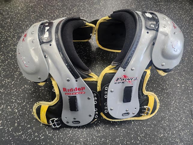 Used Riddell POWER CPX FB Shoulder Pads Grey LG 11849-S000043573