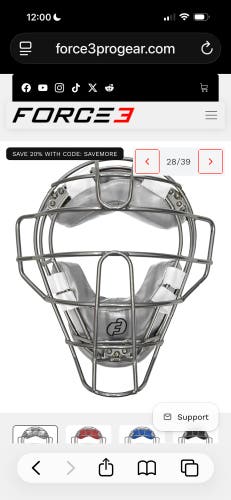Force3 Traditional Defender Catcher's Mask (New)