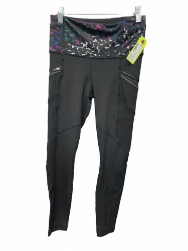 Lululemon Size 4 Leggings Black with Patterned Waistband