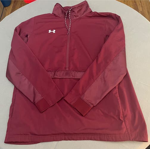 Under Armour Men's Large Half Zip Pullover Athletic Jacket Burgundy Sporty