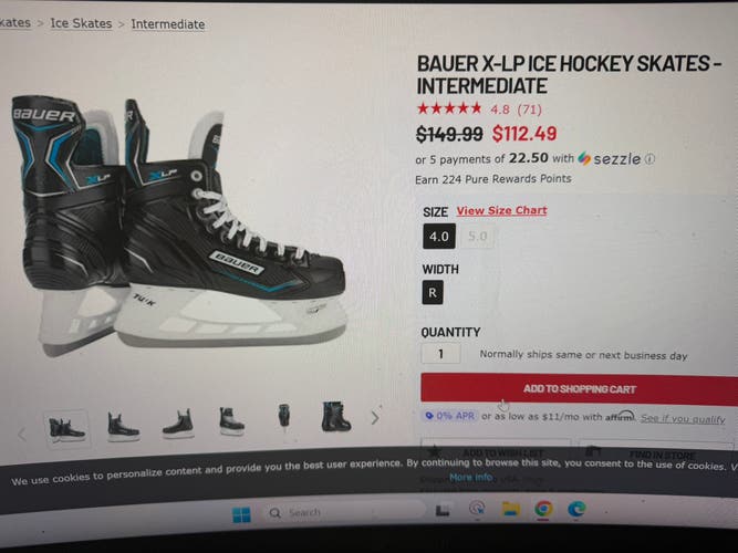 2025 Bauer XLP Hockey Skates Size 4 (Used)