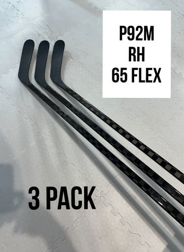 Senior(3x)Right P92M 65 Flex 63” ProBlackStock™ Unbranded Blackouts Pro Stock Hockey Sticks