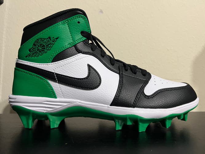 Air Jordan 1 MID TD 'Lucky Green' Pack Men's Football Cleats Size 10 FJ6805-003