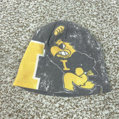 Iowa Hawkeyes Hat Beanie Gray Yellow NCAA College Football Herky Mens Made USA