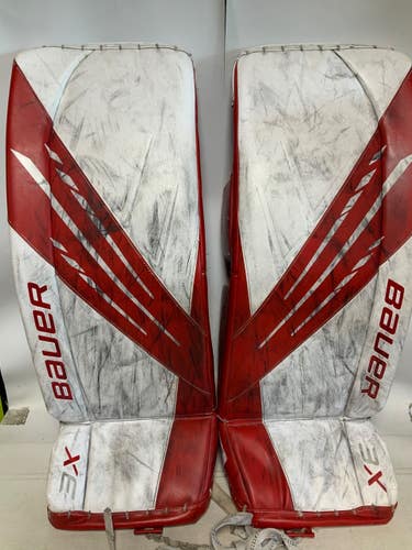 Used Bauer VAPOR 3X 33+1 Goalie Leg Pads Senior White And Red 33" 11823-S000041821