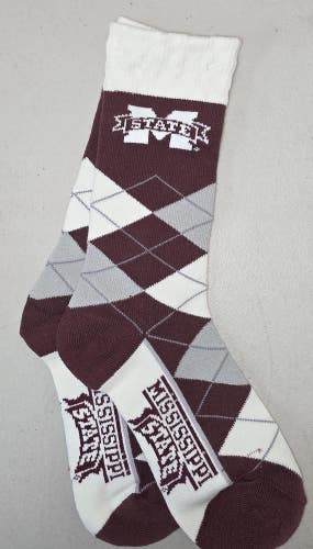 ST1 Mens NCAA MISSISSIPPI STATE BULLDOGS Crew Socks Pair MEDIUM New