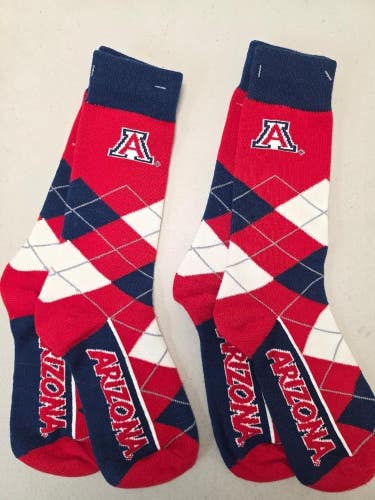 ST7 Mens NCAA ARIZONA WILDCATS Crew Socks Lot of 2 Pair MEDIUM New