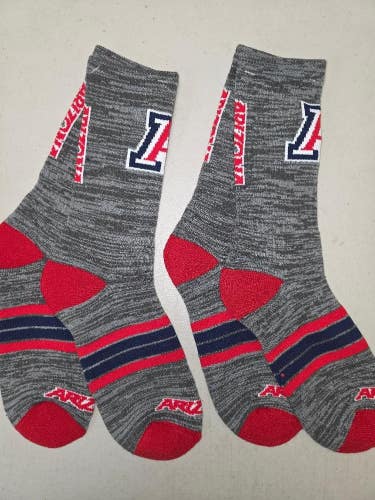 ST5 Mens NCAA ARIZONA WILDCATS Crew Socks Lot of 2 Pair MEDIUM New