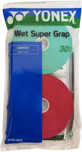 YONEX Super GRAP Tennis Racquet Overgrip (Green/Red)  30-Pk
