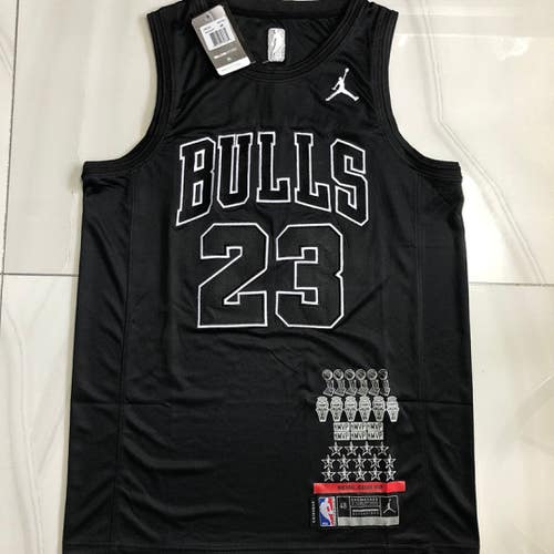 Michael Jordan MVP Black Basketball Embroidered Jersey #23 Size Large