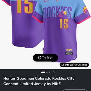 NIKE COLORADO ROCKIES HUNTER GOODMAN New With Tags #15 CITY CONNECT JERSEY